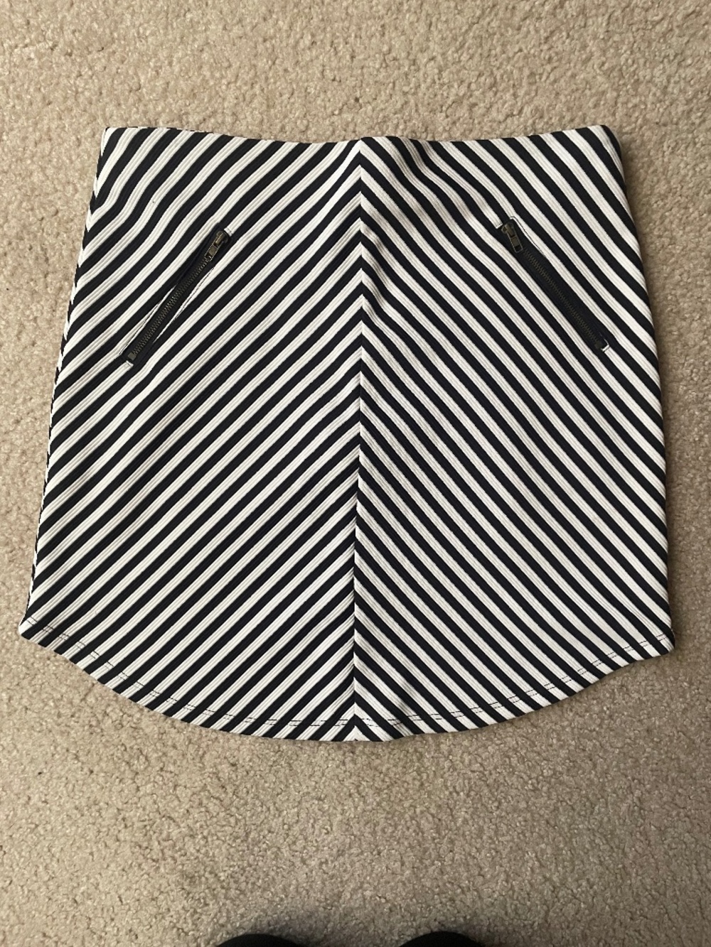 Black & white striped mini skirt